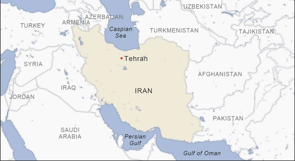 Map of Iran with its neighboring countries